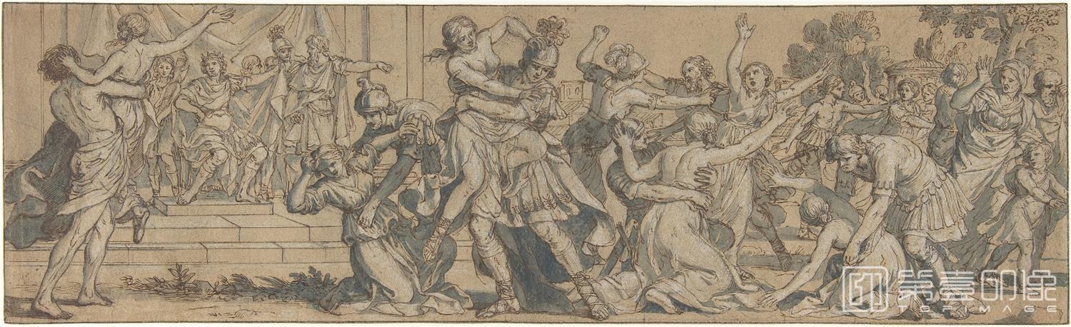 素描-美国纽约大都会美术馆素描藏画-Giacinto GimignaniThe Rape of the Sabines-0768